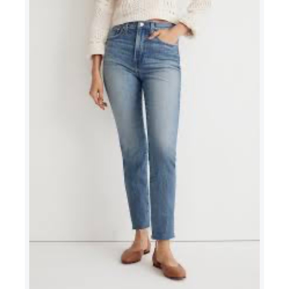 NWOT Madewell The Perfect Vintage Jean High Rise Raw Hem Medium Wash Size 34